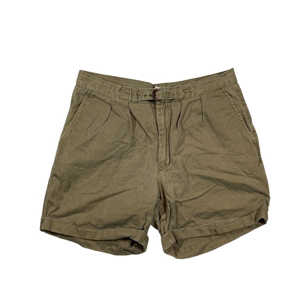 VTG Gant Pleated Chino Shorts Mens 34x5 Tan Beige Cotton Buckle Waist Gorpcore